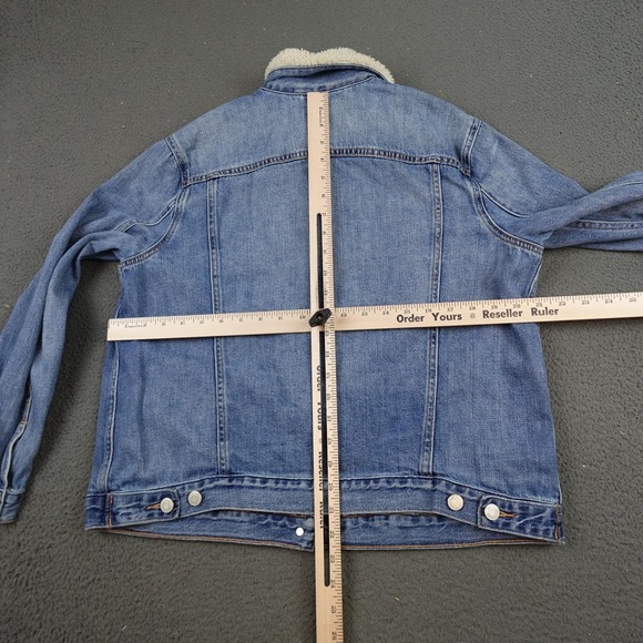 Gap 1969 Jacket Womens XL Blue Denim Sherpa Lined Trucker Bomber Western - Picture 8 of 11